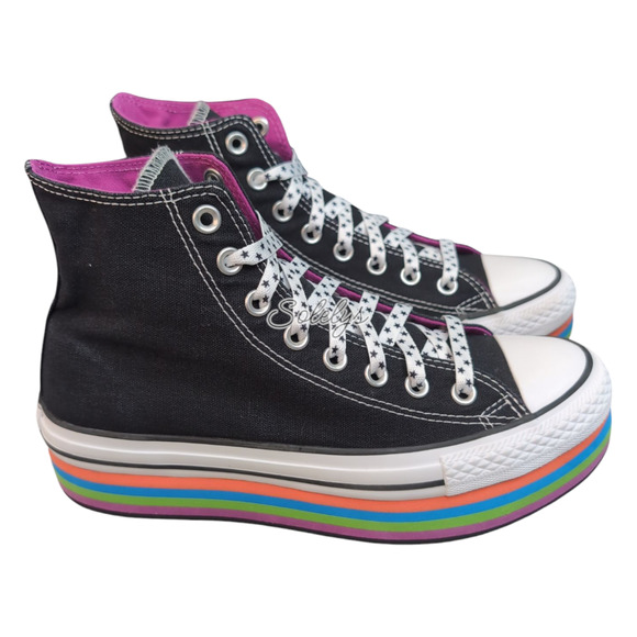 Converse 2013 CT Platform EVA High Top Striped Rainbow Sole Sneaker Womens 8.5 - Picture 4 of 10